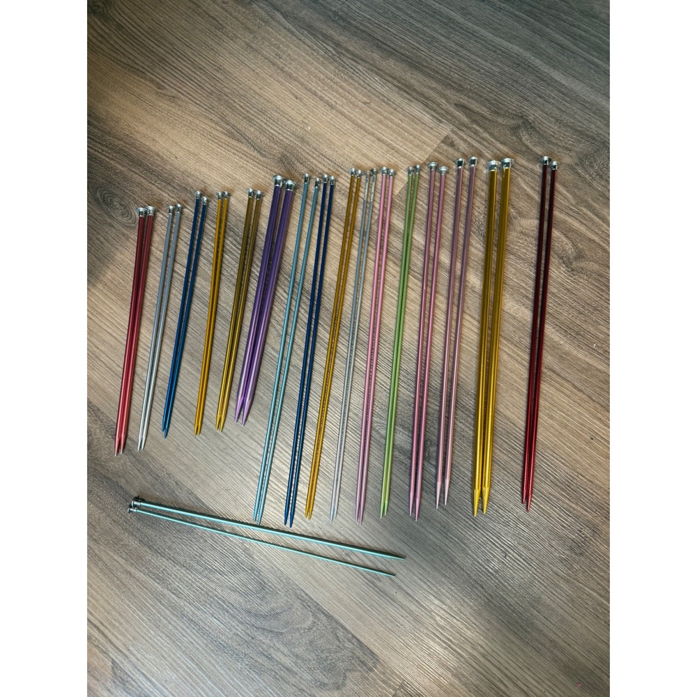 30 Vintage Boye Aluminum Knitting Needles  Mixed Sizes Colors 14 Pairs 2 Single